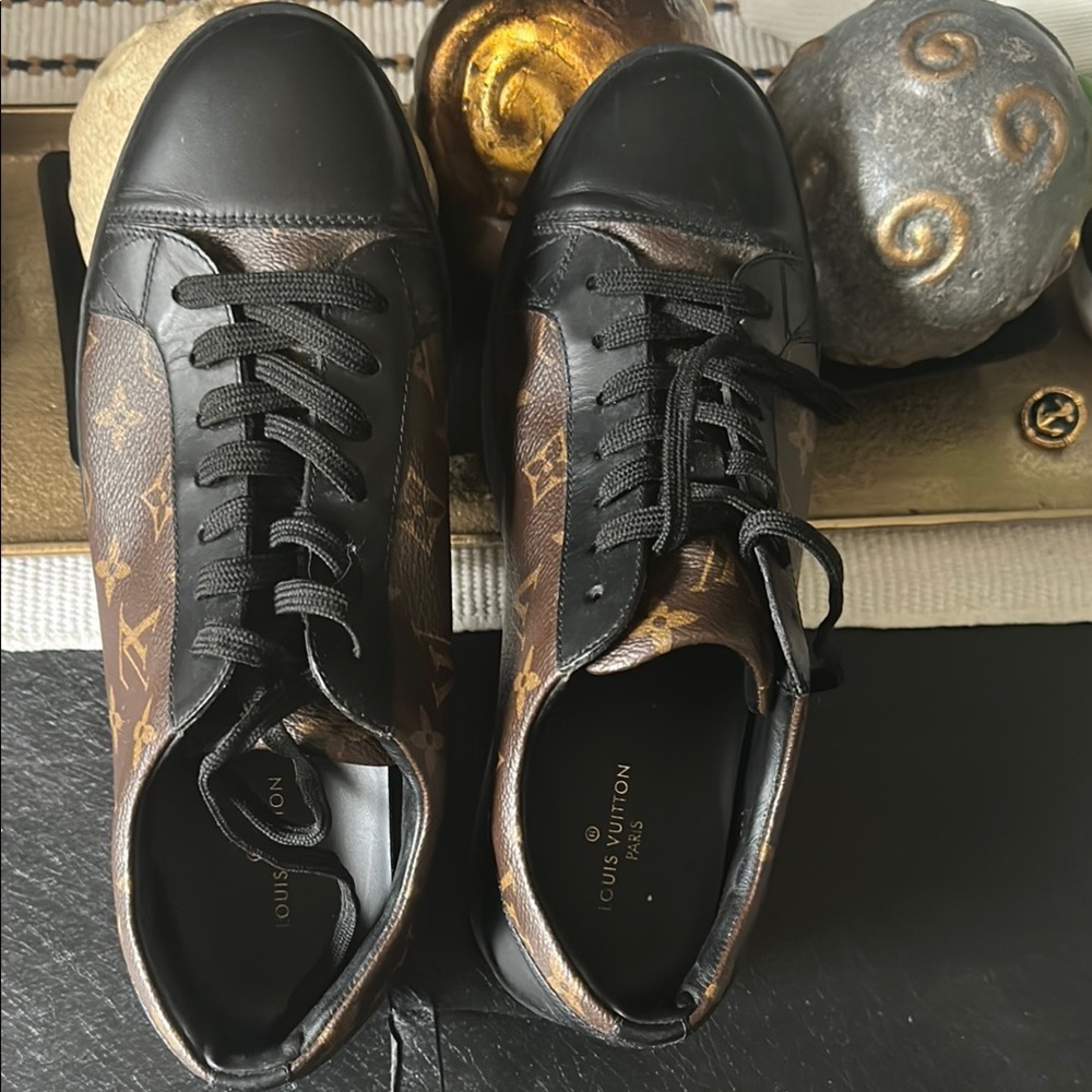 Authentic Louis Vuitton Men's Black and Brown Sneakers - Picture 3 of 7